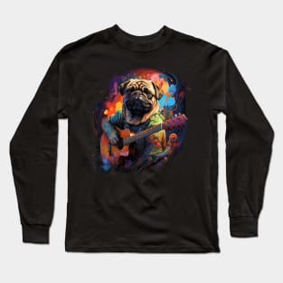 Pug Playing Guitar Long Sleeve T-Shirt